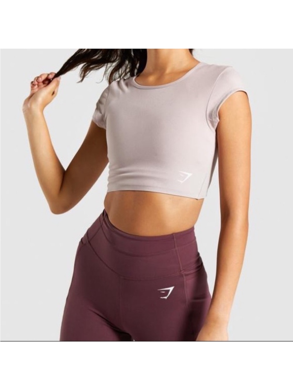 Gymshark Dreamy Cap Sleeve Crop Top Mauve Tan L